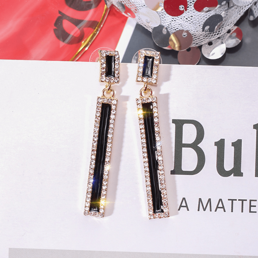 Long Rhinestone Dangle Earrings for Everyday Wear